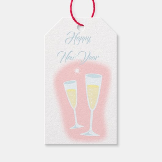 Happy neuer Champagner Geschenkanhänger (Vorderseite)