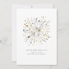 Happy Neues Jahr 2025 Fireworks Gold Black Feiertagskarte