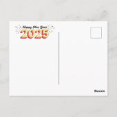 Happy neues Jahr 2025 Retro 3D Typografie Design Postkarte (Rückseite)