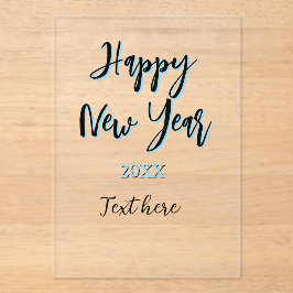 Happy neues Jahr blau schwarz kalt schlicht Jahr s Acryleinladungen