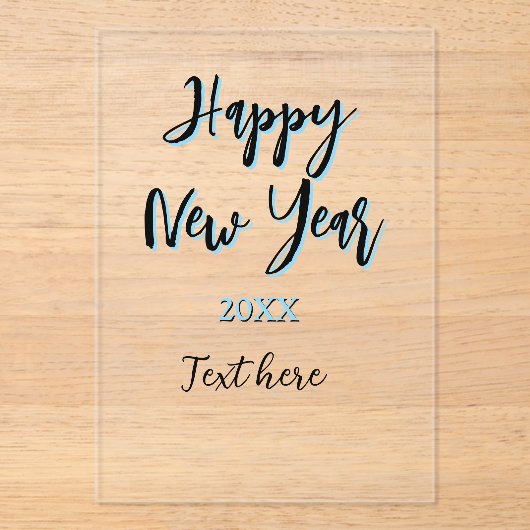 Happy neues Jahr blau schwarz kalt schlicht Jahr s Acryleinladungen (Vorderseite)