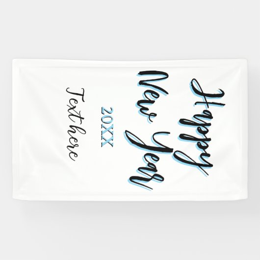 Happy neues Jahr blau schwarz kalt schlicht Jahr s Banner (Horizontal)