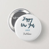 Happy neues Jahr blau schwarz kalt schlicht Jahr s Button (Vorne & Hinten)