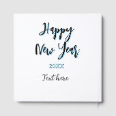 Happy neues Jahr blau schwarz kalt schlicht Jahr s Gästebuch (Rückseite)