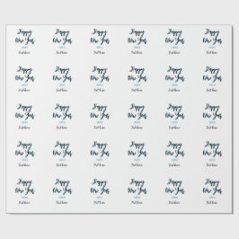 Happy neues Jahr blau schwarz kalt schlicht Jahr s Geschenkpapier