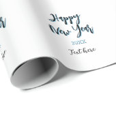 Happy neues Jahr blau schwarz kalt schlicht Jahr s Geschenkpapier (Rolleneckpunkt)