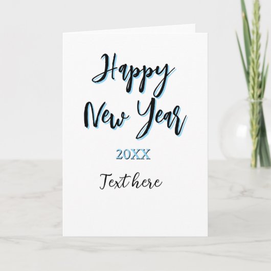 Happy neues Jahr blau schwarz kalt schlicht Jahr s Karte (Vorderseite)