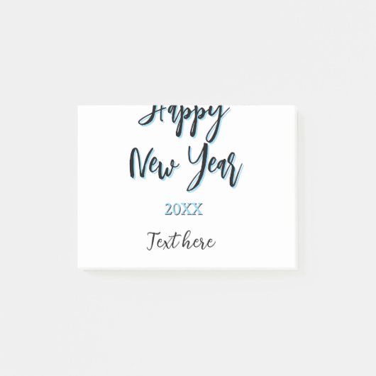 Happy neues Jahr blau schwarz kalt schlicht Jahr s Post-it Klebezettel (Vorderseite)