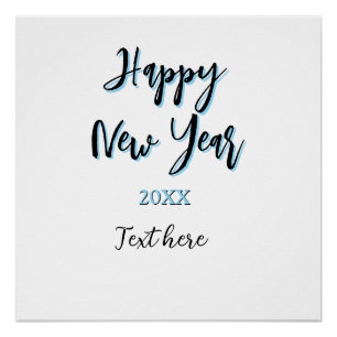 Happy neues Jahr blau schwarz kalt schlicht Jahr s Poster
