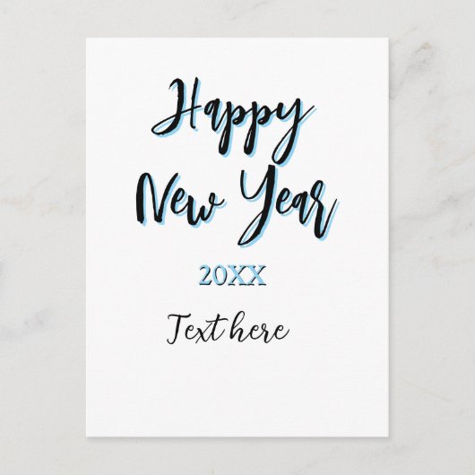 Happy neues Jahr blau schwarz kalt schlicht Jahr s Postkarte (Vorderseite)