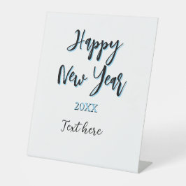Happy neues Jahr blau schwarz kalt schlicht Jahr s Sockelschild