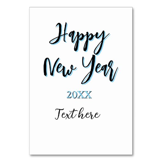Happy neues Jahr blau schwarz kalt schlicht Jahr s Tischnummer (Vorderseite)