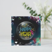 Happy neues Jahr elegant neon schwarze CARD Karte (Stehend Vorderseite)