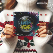 Happy neues Jahr elegant neon schwarze CARD