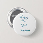 Happy neues Jahr hinzufügen Name Liebe blau schlic Button (Vorne & Hinten)