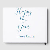 Happy neues Jahr hinzufügen Name Liebe blau schlic Gästebuch (Rückseite)