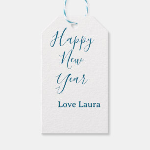 Happy neues Jahr hinzufügen Name Liebe blau schlic Geschenkanhänger