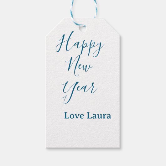 Happy neues Jahr hinzufügen Name Liebe blau schlic Geschenkanhänger (Vorderseite)