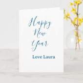 Happy neues Jahr hinzufügen Name Liebe blau schlic Karte (Gelbe Blume)