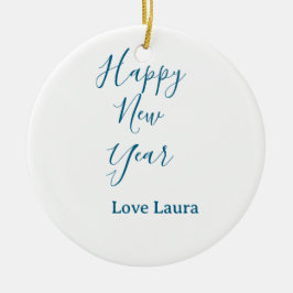 Happy neues Jahr hinzufügen Name Liebe blau schlic Keramik Ornament