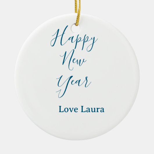 Happy neues Jahr hinzufügen Name Liebe blau schlic Keramik Ornament (Vorne)