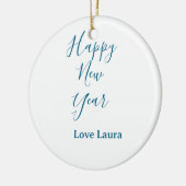 Happy neues Jahr hinzufügen Name Liebe blau schlic Keramik Ornament (Links)