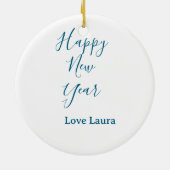 Happy neues Jahr hinzufügen Name Liebe blau schlic Keramik Ornament (Hinten)