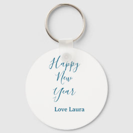 Happy neues Jahr hinzufügen Name Liebe blau schlic Schlüsselanhänger