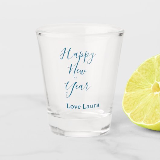 Happy neues Jahr hinzufügen Name Liebe blau schlic Schnapsglas (Vorderseite)