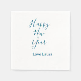 Happy neues Jahr hinzufügen Name Liebe blau schlic Serviette