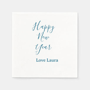 Happy neues Jahr hinzufügen Name Liebe blau schlic Serviette