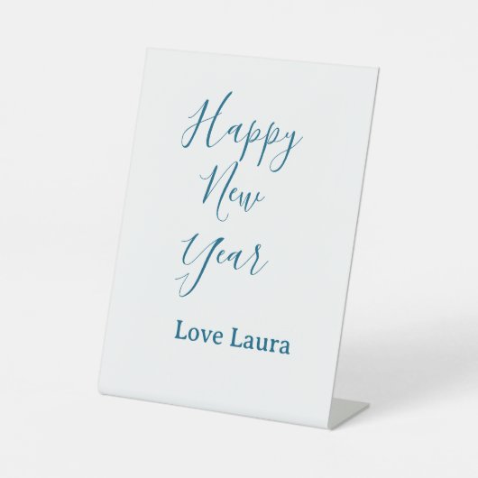 Happy neues Jahr hinzufügen Name Liebe blau schlic Sockelschild (Vorderseite)