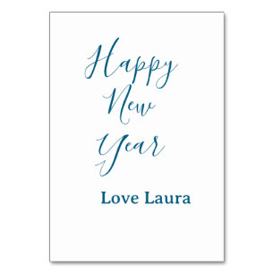 Happy neues Jahr hinzufügen Name Liebe blau schlic Tischnummer