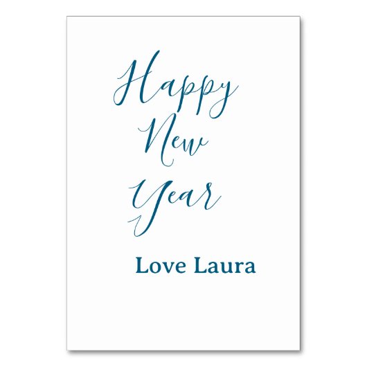 Happy neues Jahr hinzufügen Name Liebe blau schlic Tischnummer (Vorderseite)