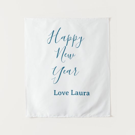 Happy neues Jahr hinzufügen Name Liebe blau schlic Wandteppich (Vorderseite)