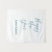 Happy neues Jahr hinzufügen Name Liebe blau schlic Wandteppich (Vorderseite (Horizontal))