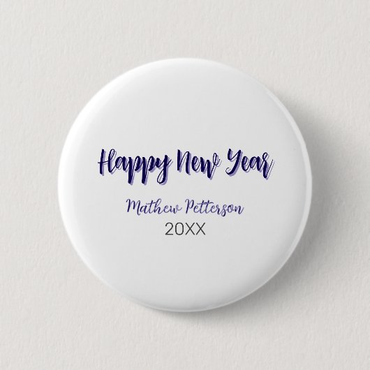 Happy neues Jahr lila schwarz hinzufügen Jahr einf Button (Vorderseite)