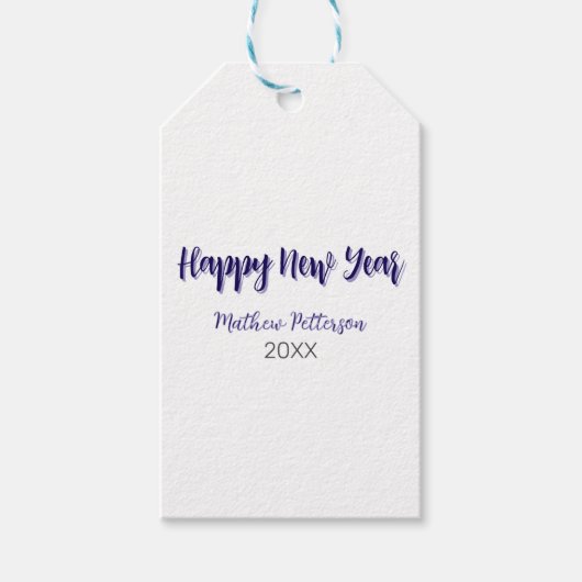 Happy neues Jahr lila schwarz hinzufügen Jahr einf Geschenkanhänger (Vorderseite)