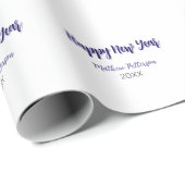Happy neues Jahr lila schwarz hinzufügen Jahr einf Geschenkpapier (Rolleneckpunkt)