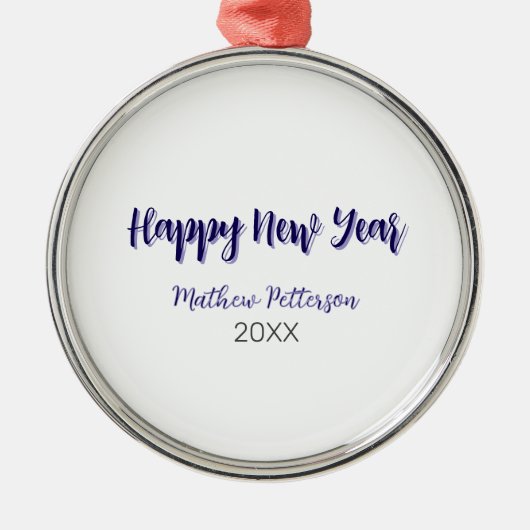 Happy neues Jahr lila schwarz hinzufügen Jahr einf Ornament Aus Metall (Vorne)