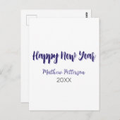 Happy neues Jahr lila schwarz hinzufügen Jahr einf Postkarte (Vorne/Hinten)