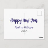 Happy neues Jahr lila schwarz hinzufügen Jahr einf Postkarte (Rückseite)