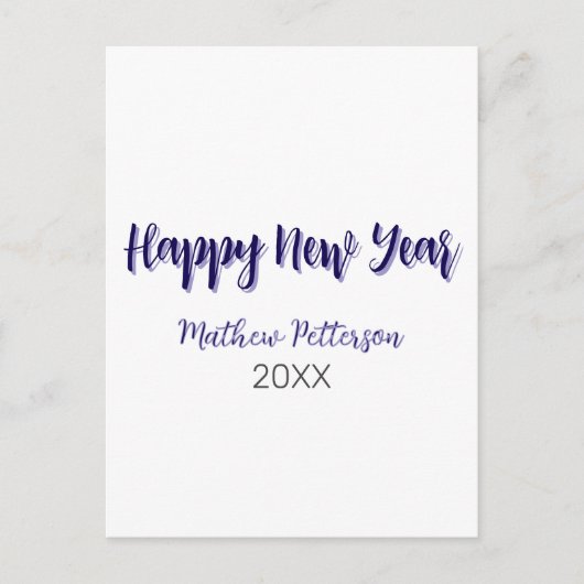 Happy neues Jahr lila schwarz hinzufügen Jahr einf Postkarte (Vorderseite)