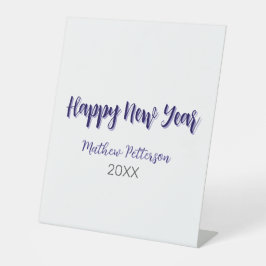 Happy neues Jahr lila schwarz hinzufügen Jahr einf Sockelschild