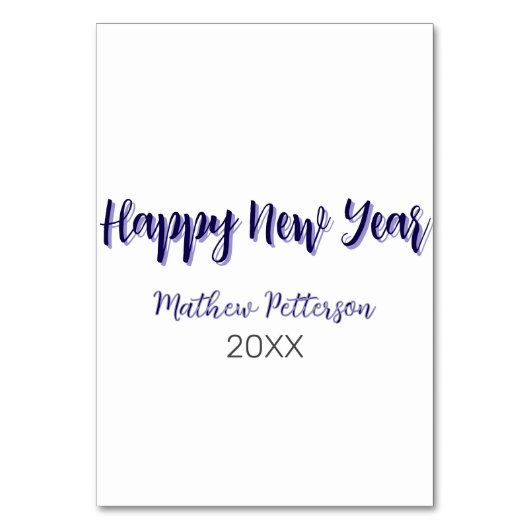 Happy neues Jahr lila schwarz hinzufügen Jahr einf Tischnummer (Vorderseite)