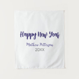 Happy neues Jahr lila schwarz hinzufügen Jahr einf Wandteppich