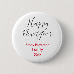 Happy neues Jahr rot gra fügen Familienname Jahr e Button