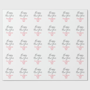 Happy neues Jahr rot gra fügen Familienname Jahr e Geschenkpapier