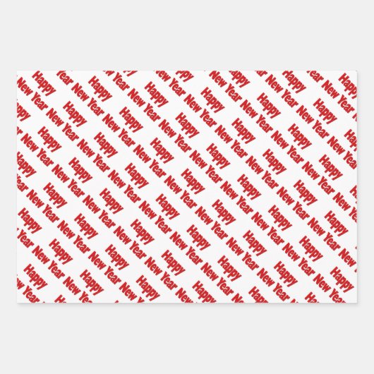 Happy Neujahr Roter Gelber Text Geschenkpapier Set (Vorderseite 2)