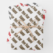 Happy Neujahr Roter Gelber Text Geschenkpapier Set (Beispiel)